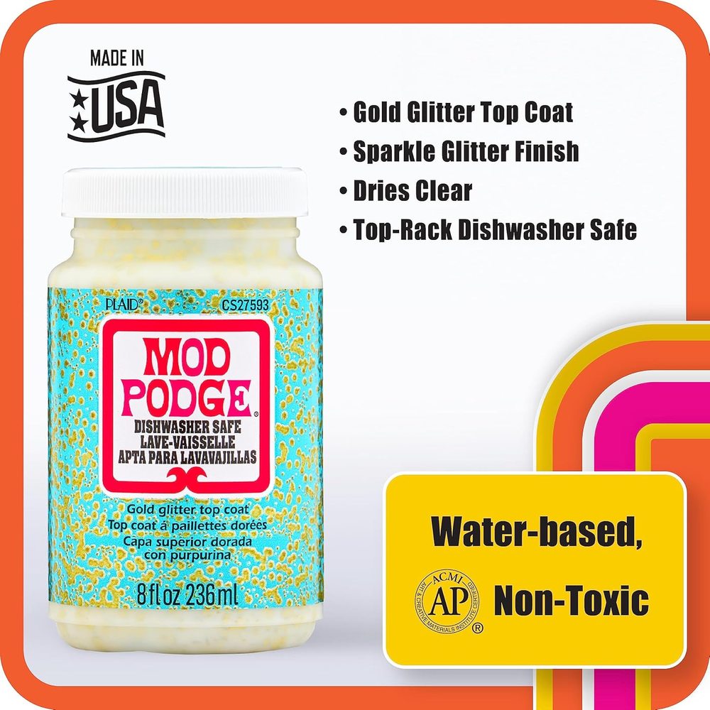 Dishwasher Safe Glitter Gold, 8 oz — Mod Podge, view 4