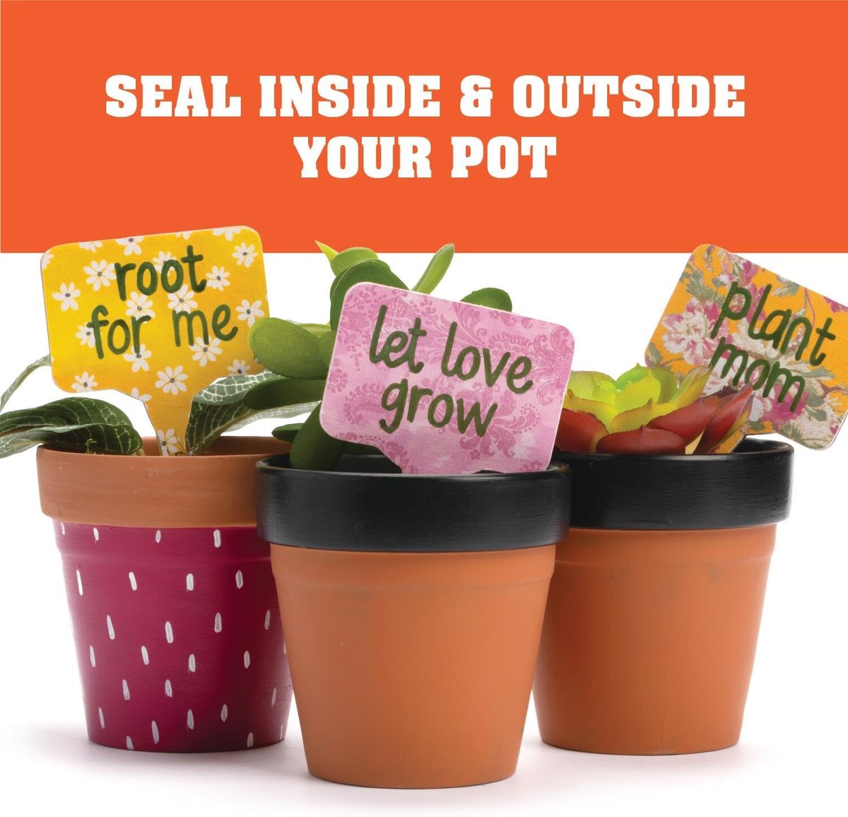 Terra cotta pots sealed inside and out with Mod Podge