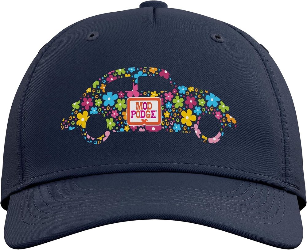 Retro Floral Baseball Hat, Navy Blue — Mod Podge, view 2
