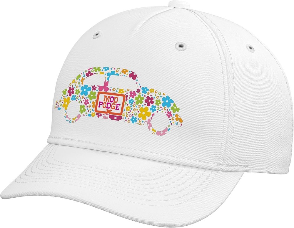 Retro Floral Baseball Hat, White — Mod Podge, view 2